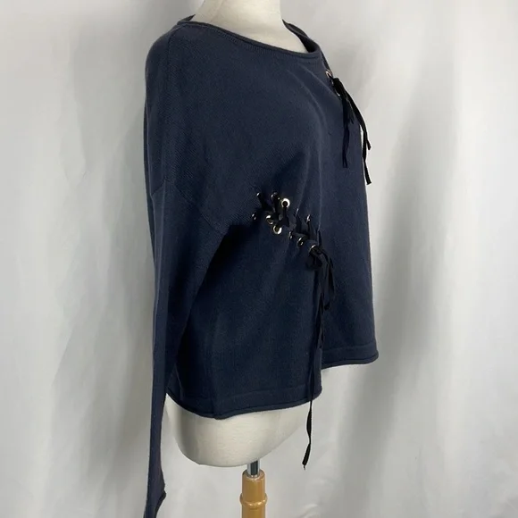 Jella C. Blue Sweater with Lacing - Picture 3 of 6